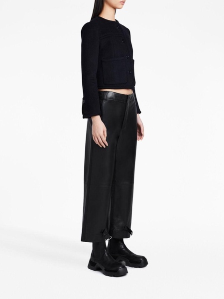 leather cropped straight-leg trousers