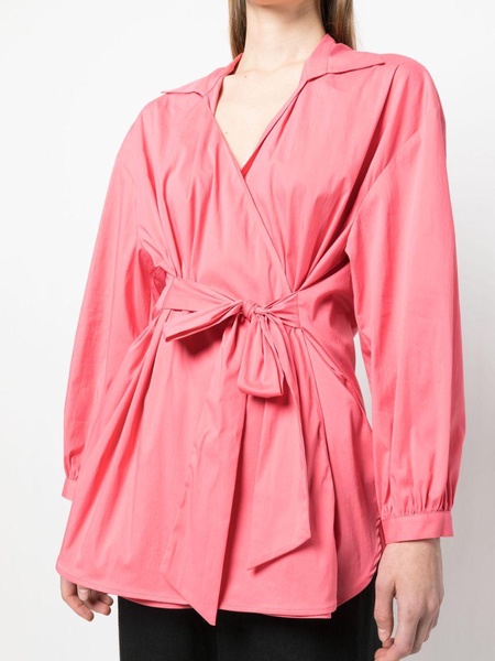 long-sleeve belted blouse