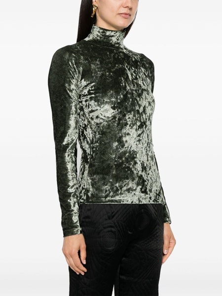 high-neck velvet T-shirt