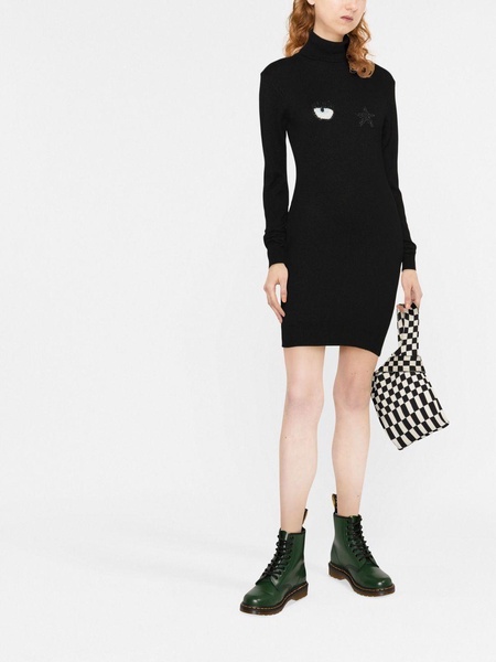 embroidered-motif long-sleeve dress