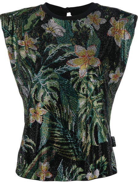 floral-print tank top