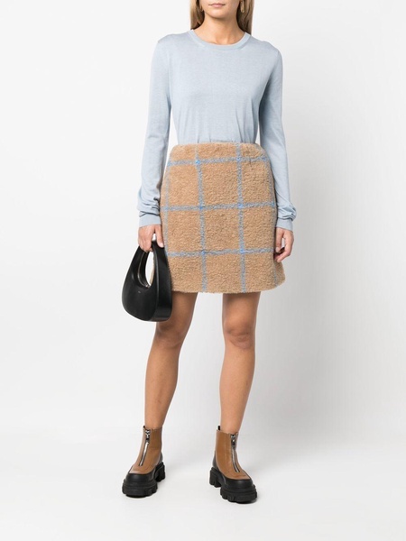 check-print fleece skirt 