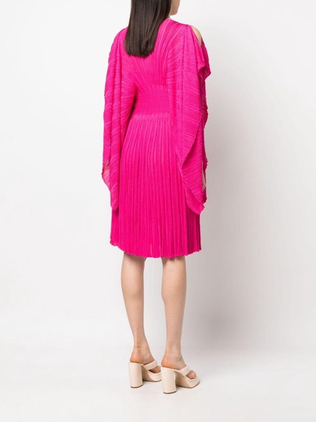 fully pleated slit-sleeve dress