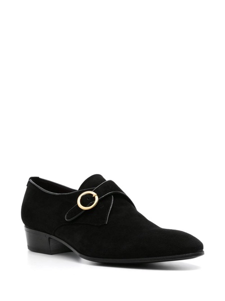 almond-toe suede monk shoes