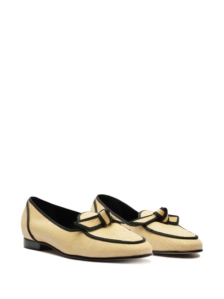 grosgrain-trim raffia loafer