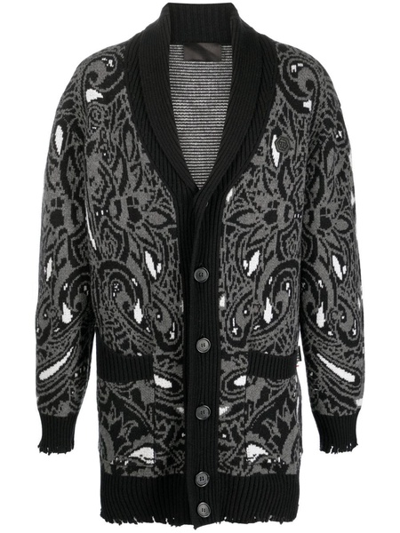 wool paisley-pattern cardigan