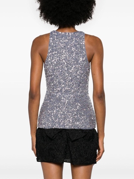 sequined split-neck top