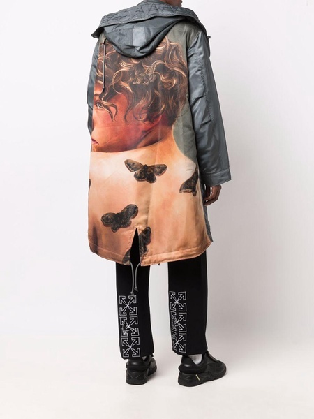 painterly-print hooded parka