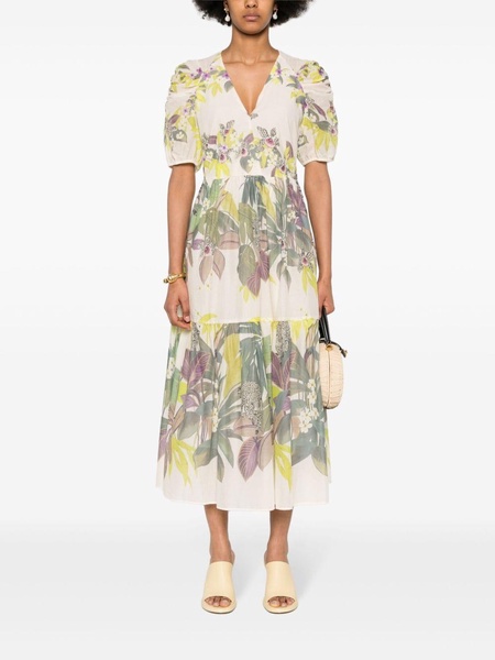 jungle-print muslin dress