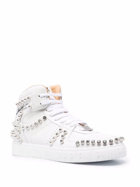 crystal-studded high-top sneakers