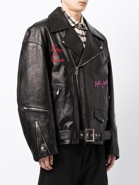 embroidered leather jacket