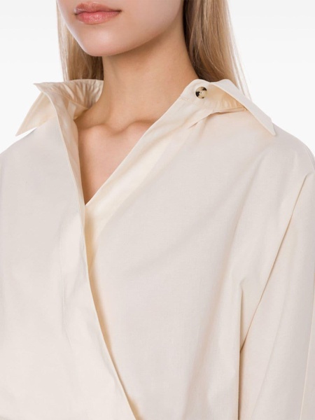 wrap-design pointed-collar shirt 