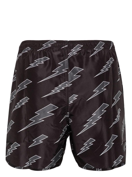 lightning-print swimming trunks