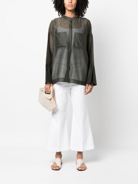 sheer button-fastening shirt