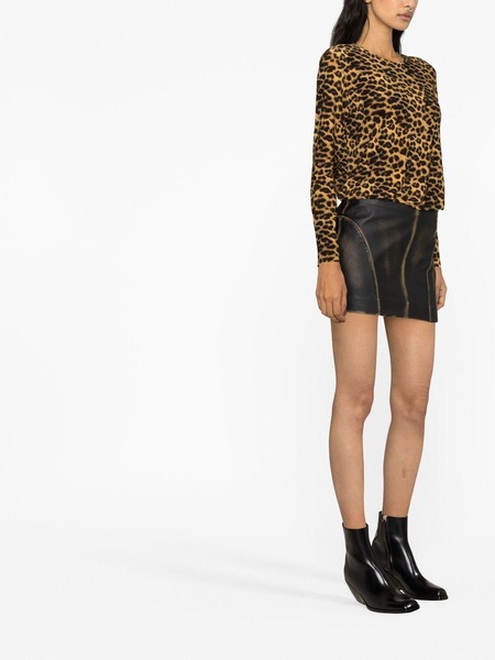 leopard-print long-sleeved T-shirt