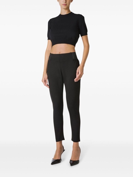 elasticated-waistband tapered trousers 