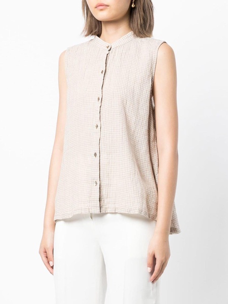 sleeveless button-up shirt 