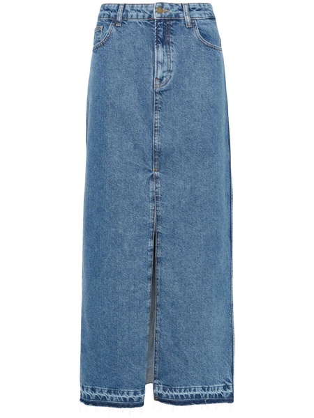 mid-rise denim maxi skirt