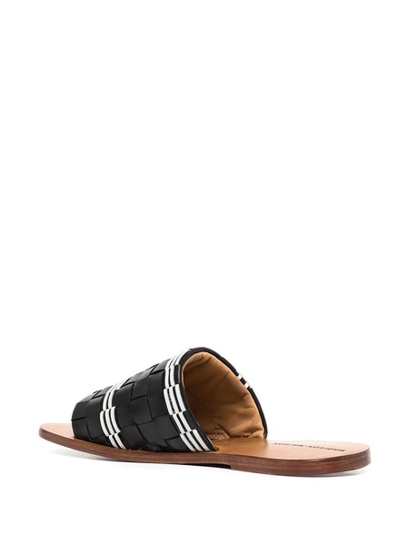 woven leather slides