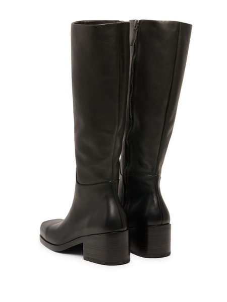 square toe leather high boots