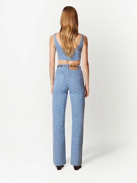 patterned straight-leg jeans