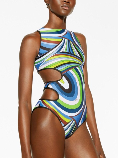 wave-print cut-out detailing swimsuit 