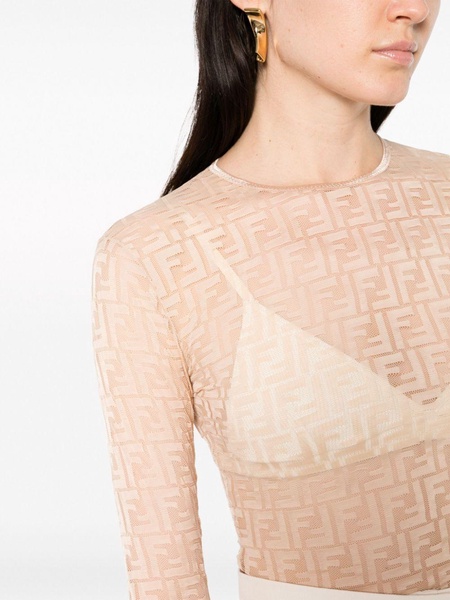 monogram-jacquard mesh bodysuit