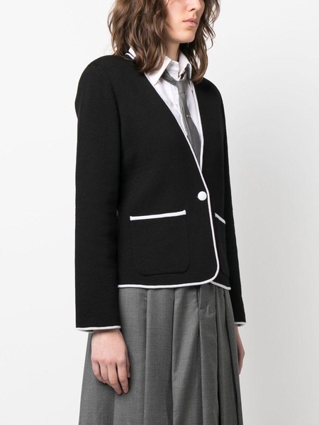 contrasting-trim collarless jacket