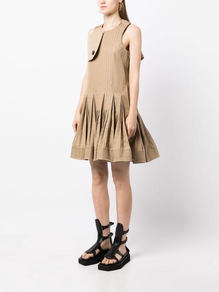 storm-flap pleated-skirt dress