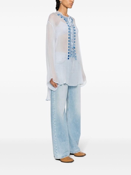 embroidered semi-sheer kaftan