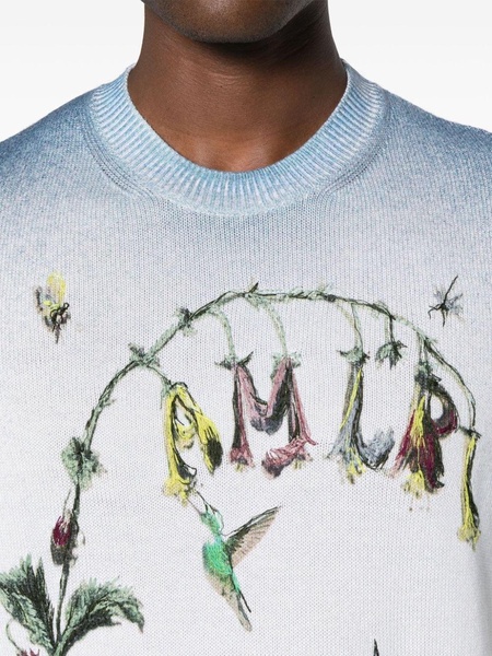 Hummingbird motif-embroidered jumper