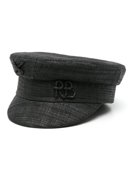 Black Ruslan Straw Baker Boy Hat