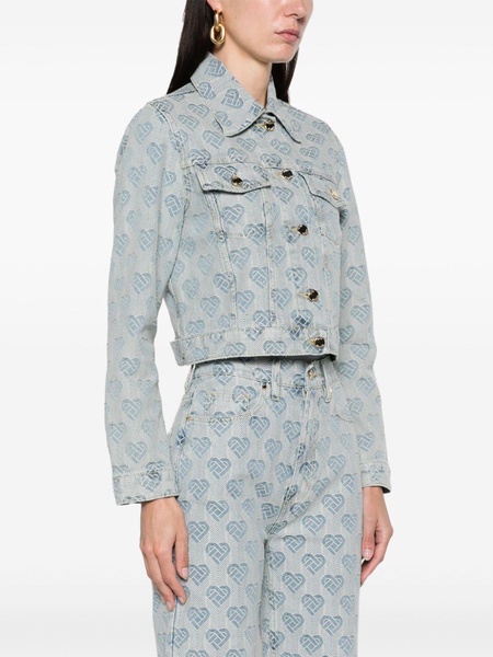 heart monogram-jacquard denim jacket