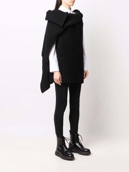 asymmetric ribbed-knit wool top