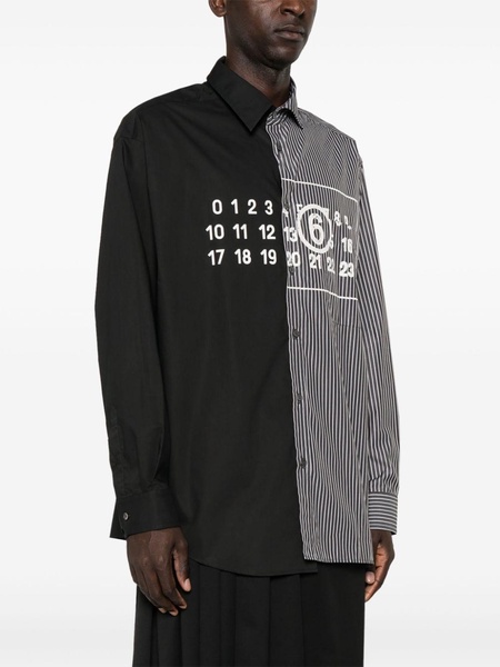 Spliced numbers-motif cotton shirt 