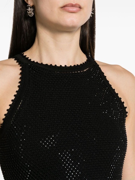 rhinestone-embellished mesh dress