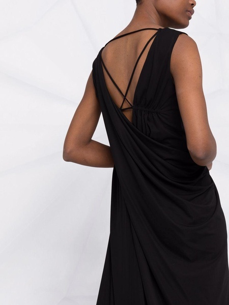 draped sleeveless evening dress