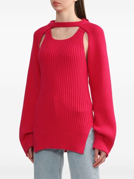 cut-out ribbed-knit jumper