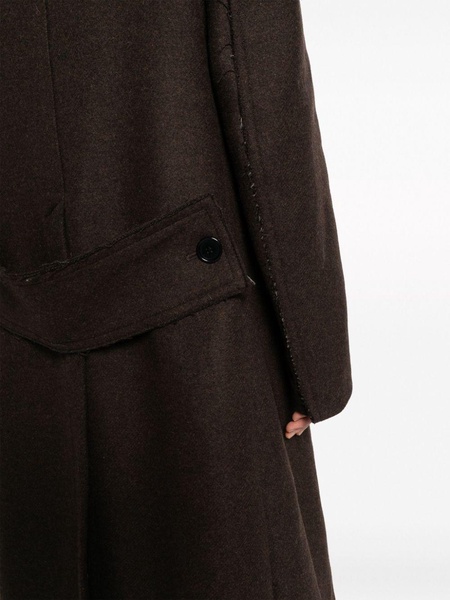 double-breasted raw-cut wool-blend coat