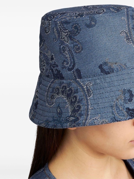 paisley-print denim bucket hat 