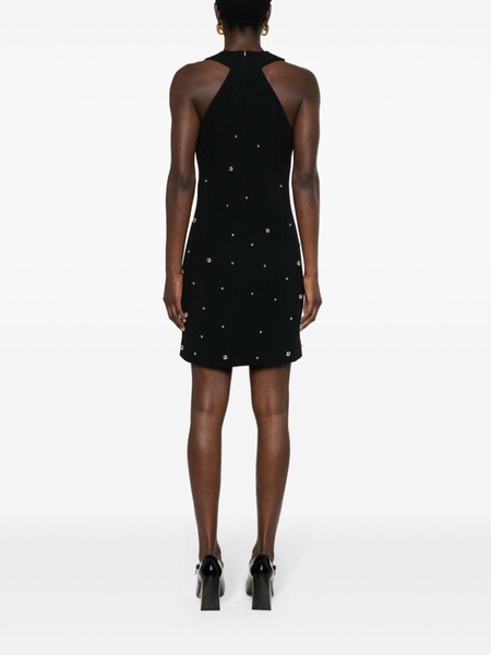 stud-embellished crepe mini dress