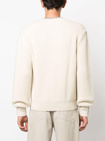 two-tone ribbed-knit jumper