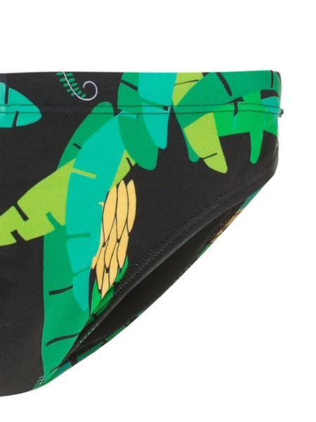 leaf-print swimming trunks