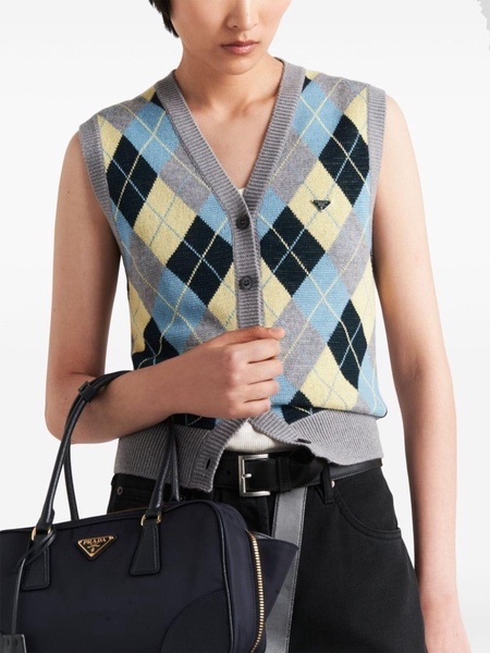 argyle-intarsia wool vest