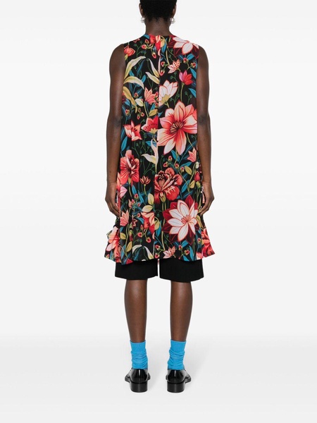 floral-appliqué botanical-print dress