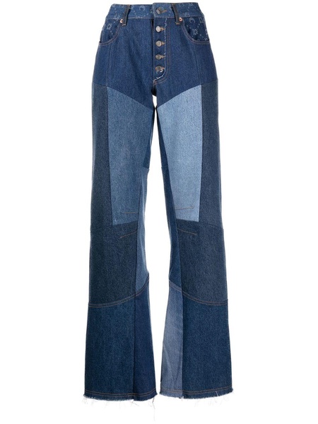 Moonogram wide-leg denim trousers