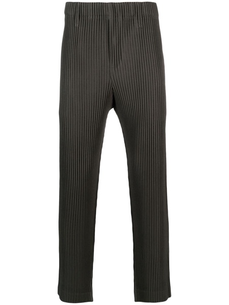 pleated straight-leg trousers