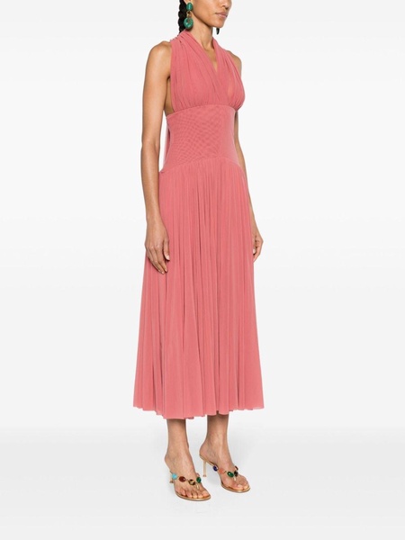 halterneck mesh maxi dress