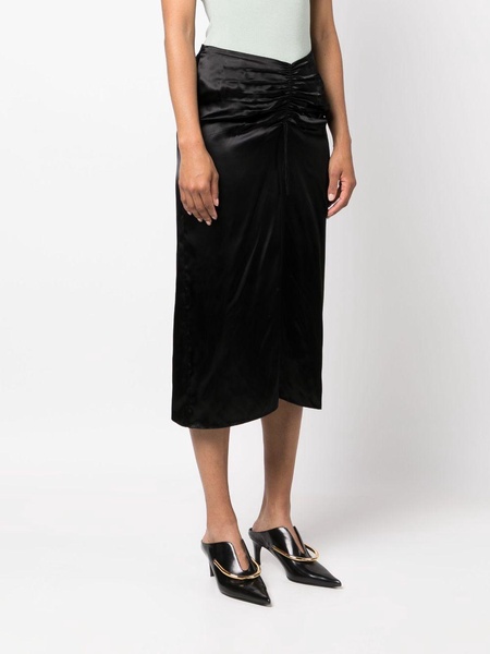 gathered-waist midi skirt