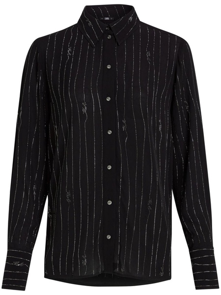 pinstriped rhinestone-embellished shirt